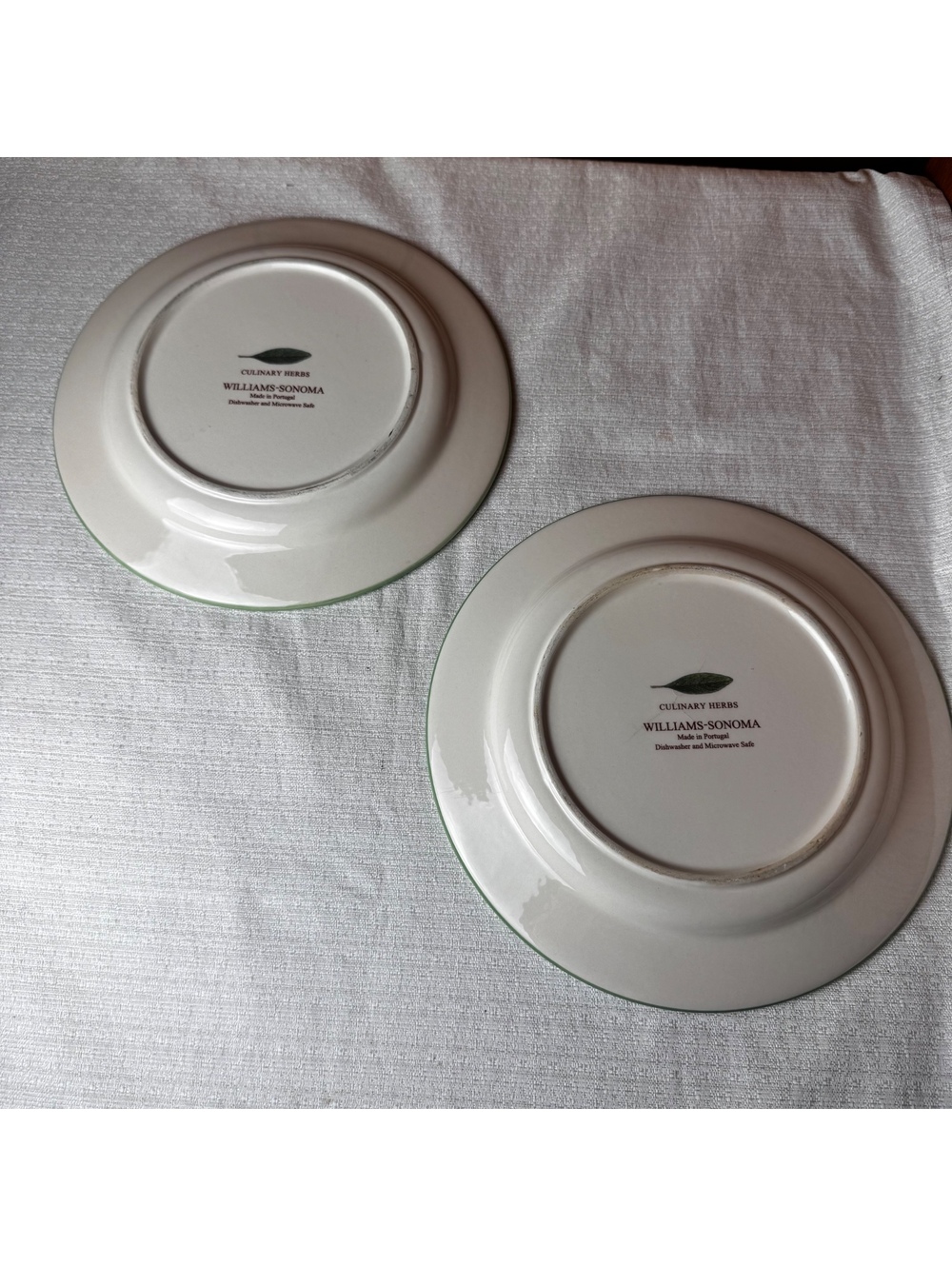Vintage Williams Sonoma Culinary Herbs Plates Set Of 2 Thyme Borage 9 Inch - Picture 5 of 8